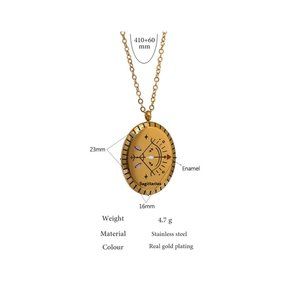 PISCES--NEW 18K Gold Plated PISCES Sign Zodiac Oval Pendant Necklace